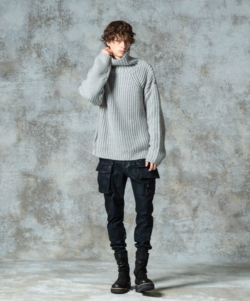 glamb(グラム)の「Turtle Neck Raglan Knit / タートルネックラグランニット(ニット/セーター・メンズ・ブラック/グレー・M/L)」の7枚目の写真