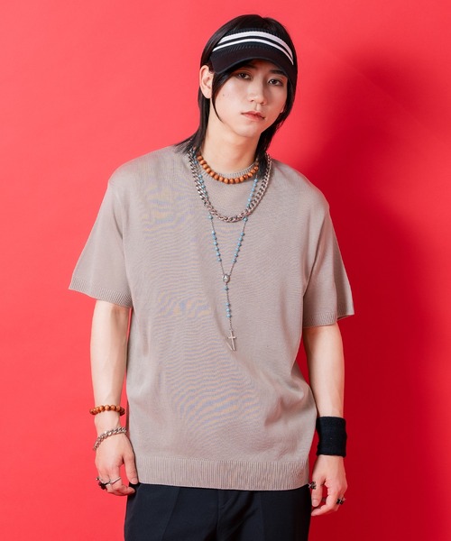 a.p.o.v.(エーピーオービー)の「a.p.o.v. ニットTシャツ(Tシャツ/カットソー・メンズ・ブルー/アイボリー/ブラウン/グリーン/ピンク/ベージュ/ネイビー/ブラック・ONESIZE)」の4枚目の写真