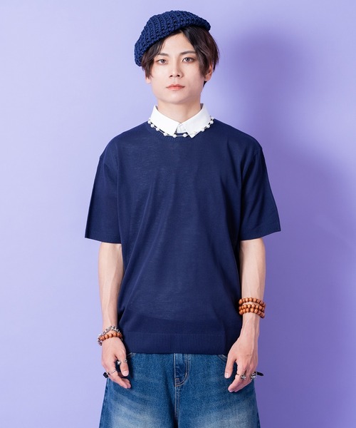 a.p.o.v.(エーピーオービー)の「a.p.o.v. ニットTシャツ(Tシャツ/カットソー・メンズ・ブルー/アイボリー/ブラウン/グリーン/ピンク/ベージュ/ネイビー/ブラック・ONESIZE)」の6枚目の写真