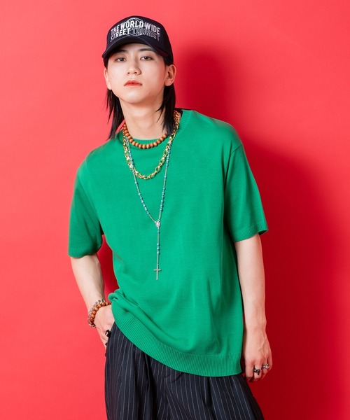 a.p.o.v.(エーピーオービー)の「a.p.o.v. ニットTシャツ(Tシャツ/カットソー・メンズ・ブルー/アイボリー/ブラウン/グリーン/ピンク/ベージュ/ネイビー/ブラック・ONESIZE)」の5枚目の写真