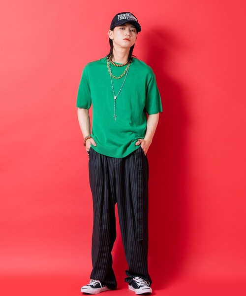 a.p.o.v.(エーピーオービー)の「a.p.o.v. ニットTシャツ(Tシャツ/カットソー・メンズ・ブルー/アイボリー/ブラウン/グリーン/ピンク/ベージュ/ネイビー/ブラック・ONESIZE)」の12枚目の写真