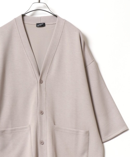 ANPAS（アンパス）の「Cool Touch Ponte Fabric Summer Cardigan/接触冷感 ポンチ サマー カーディガン 春夏 半袖（カーディガン/ボレロ・メンズ・グリーン/ネイビー/ブラック/グレイッシュベージュ・M/L）」の3枚目の写真