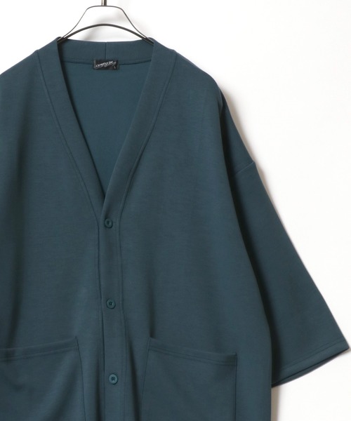 ANPAS（アンパス）の「Cool Touch Ponte Fabric Summer Cardigan/接触冷感 ポンチ サマー カーディガン 春夏 半袖（カーディガン/ボレロ・メンズ・グリーン/ネイビー/ブラック/グレイッシュベージュ・M/L）」の4枚目の写真