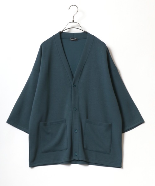 ANPAS（アンパス）の「Cool Touch Ponte Fabric Summer Cardigan/接触冷感 ポンチ サマー カーディガン 春夏 半袖（カーディガン/ボレロ・メンズ・グリーン/ネイビー/ブラック/グレイッシュベージュ・M/L）」の7枚目の写真