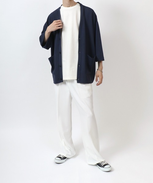 ANPAS（アンパス）の「Cool Touch Ponte Fabric Summer Cardigan/接触冷感 ポンチ サマー カーディガン 春夏 半袖（カーディガン/ボレロ・メンズ・グリーン/ネイビー/ブラック/グレイッシュベージュ・M/L）」の20枚目の写真