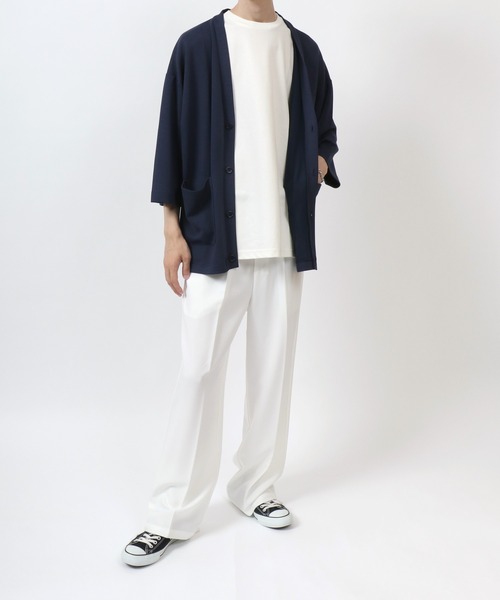 ANPAS（アンパス）の「Cool Touch Ponte Fabric Summer Cardigan/接触冷感 ポンチ サマー カーディガン 春夏 半袖（カーディガン/ボレロ・メンズ・グリーン/ネイビー/ブラック/グレイッシュベージュ・M/L）」の21枚目の写真