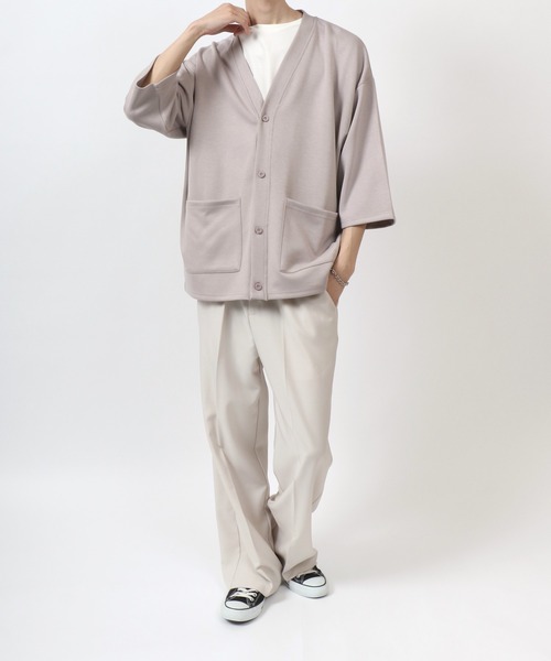 ANPAS（アンパス）の「Cool Touch Ponte Fabric Summer Cardigan/接触冷感 ポンチ サマー カーディガン 春夏 半袖（カーディガン/ボレロ・メンズ・グリーン/ネイビー/ブラック/グレイッシュベージュ・M/L）」の15枚目の写真