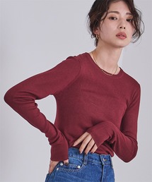 チクチクしないウールブレンドクルーネックリブニット