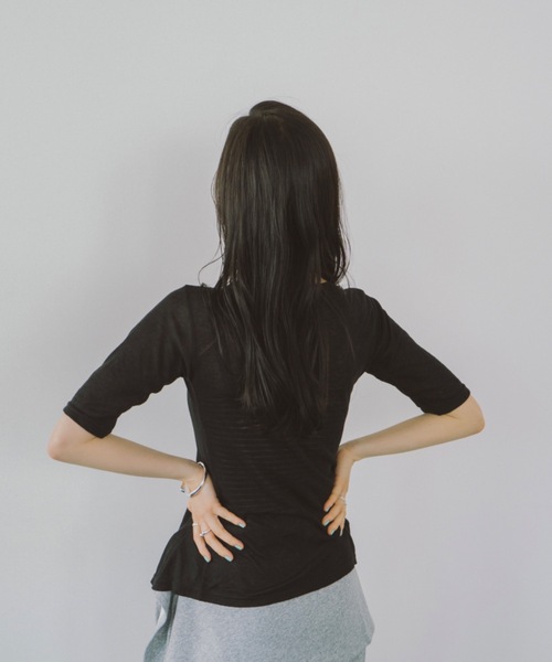 DRWCYS（ドロシーズ）の「フロントボタンシアーカーディガン（Tシャツ/カットソー・レディース・ホワイト/ブラック・FREE）」の22枚目の写真