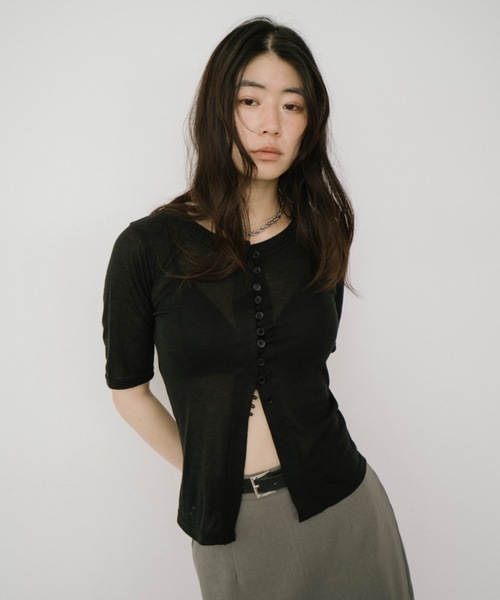 DRWCYS（ドロシーズ）の「フロントボタンシアーカーディガン（Tシャツ/カットソー・レディース・ホワイト/ブラック・FREE）」の15枚目の写真