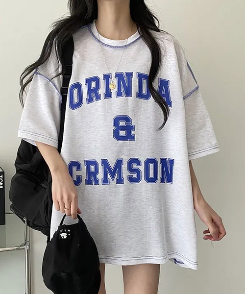 NinaetLina(ニナエリナ)の「ビックシルエットTシャツ(Tシャツ/カットソー・レディース・ライトグレー/ネイビー/グリーン・FREE)」の2枚目の写真