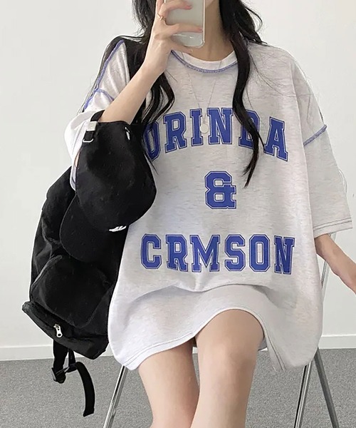 NinaetLina(ニナエリナ)の「ビックシルエットTシャツ(Tシャツ/カットソー・レディース・ライトグレー/ネイビー/グリーン・FREE)」の4枚目の写真
