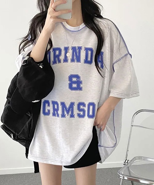 NinaetLina(ニナエリナ)の「ビックシルエットTシャツ(Tシャツ/カットソー・レディース・ライトグレー/ネイビー/グリーン・FREE)」の5枚目の写真