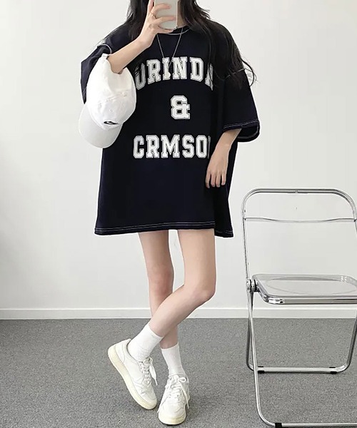 NinaetLina(ニナエリナ)の「ビックシルエットTシャツ(Tシャツ/カットソー・レディース・ライトグレー/ネイビー/グリーン・FREE)」の8枚目の写真
