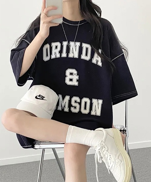 NinaetLina(ニナエリナ)の「ビックシルエットTシャツ(Tシャツ/カットソー・レディース・ライトグレー/ネイビー/グリーン・FREE)」の9枚目の写真