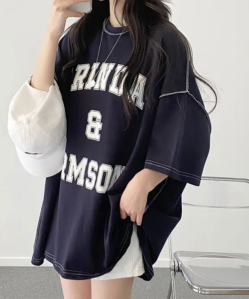 NinaetLina(ニナエリナ)の「ビックシルエットTシャツ(Tシャツ/カットソー・レディース・ライトグレー/ネイビー/グリーン・FREE)」の10枚目の写真