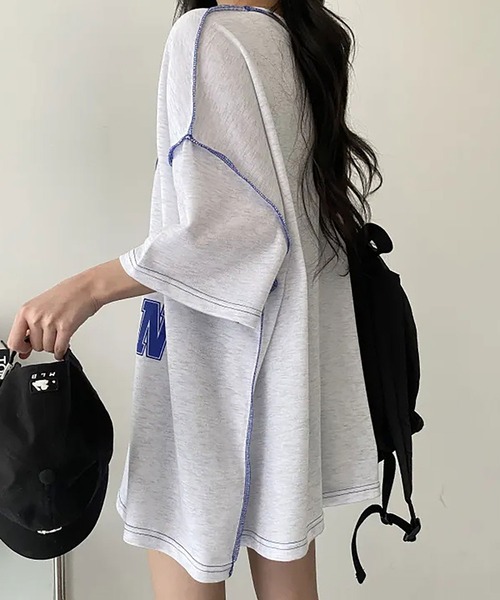 NinaetLina(ニナエリナ)の「ビックシルエットTシャツ(Tシャツ/カットソー・レディース・ライトグレー/ネイビー/グリーン・FREE)」の12枚目の写真