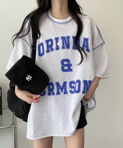 NinaetLina(ニナエリナ)の「ビックシルエットTシャツ(Tシャツ/カットソー・レディース・ライトグレー/ネイビー/グリーン・FREE)」の13枚目の写真