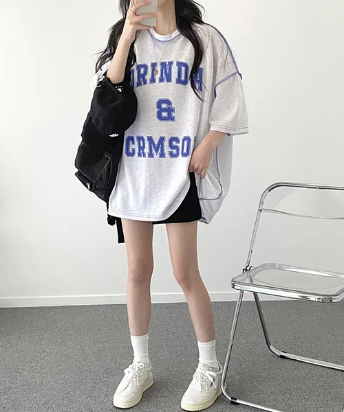 NinaetLina(ニナエリナ)の「ビックシルエットTシャツ(Tシャツ/カットソー・レディース・ライトグレー/ネイビー/グリーン・FREE)」の15枚目の写真