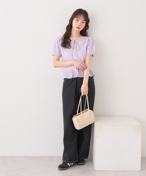 earth music&ecology(アースミュージックアンドエコロジー)の「ナローリボンペプラムニットカーディガン(Tシャツ/カットソー・レディース・ラベンダー/ブラウン/アイボリー・FREE)」の10枚目の写真