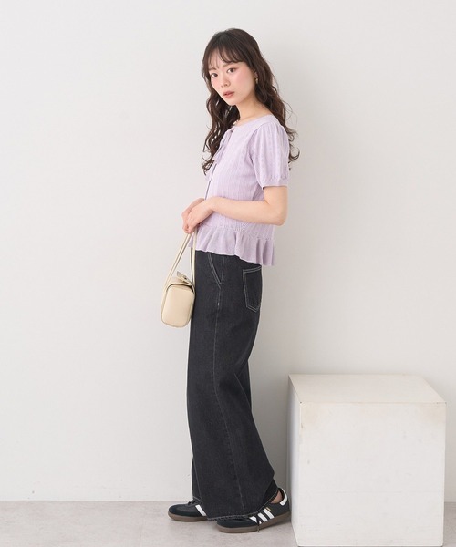 earth music&ecology(アースミュージックアンドエコロジー)の「ナローリボンペプラムニットカーディガン(Tシャツ/カットソー・レディース・ラベンダー/ブラウン/アイボリー・FREE)」の11枚目の写真