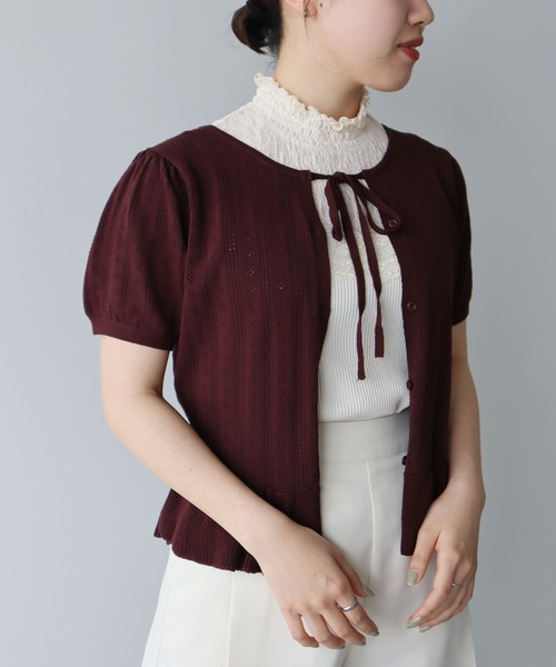 earth music&ecology(アースミュージックアンドエコロジー)の「ナローリボンペプラムニットカーディガン(Tシャツ/カットソー・レディース・ラベンダー/ブラウン/アイボリー・FREE)」の13枚目の写真