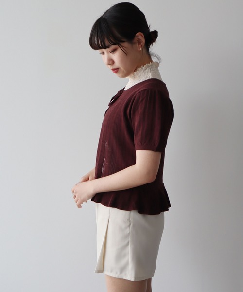 earth music&ecology(アースミュージックアンドエコロジー)の「ナローリボンペプラムニットカーディガン(Tシャツ/カットソー・レディース・ラベンダー/ブラウン/アイボリー・FREE)」の16枚目の写真