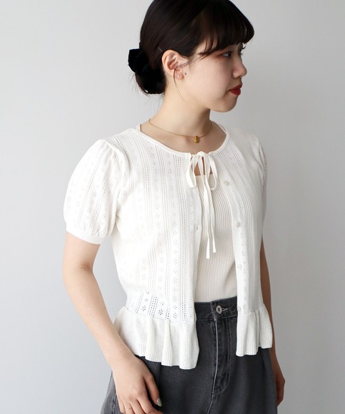 earth music&ecology(アースミュージックアンドエコロジー)の「ナローリボンペプラムニットカーディガン(Tシャツ/カットソー・レディース・ラベンダー/ブラウン/アイボリー・FREE)」の21枚目の写真