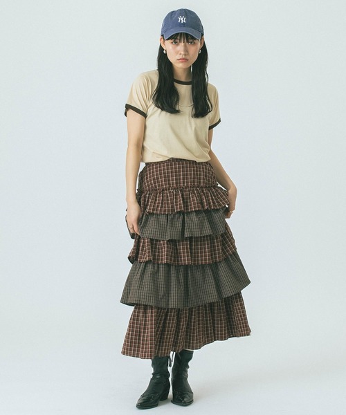 ROSE BUD(ローズバッド)の「RINGER TEE(Tシャツ/カットソー・レディース・ネイビー/ベージュ・ONE SIZE)」の3枚目の写真