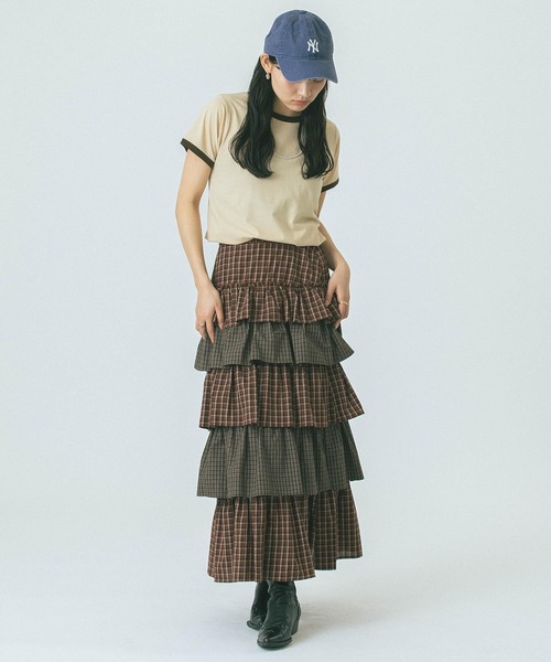 ROSE BUD(ローズバッド)の「RINGER TEE(Tシャツ/カットソー・レディース・ネイビー/ベージュ・ONE SIZE)」の4枚目の写真