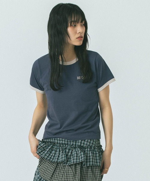 ROSE BUD(ローズバッド)の「RINGER TEE(Tシャツ/カットソー・レディース・ネイビー/ベージュ・ONE SIZE)」の12枚目の写真