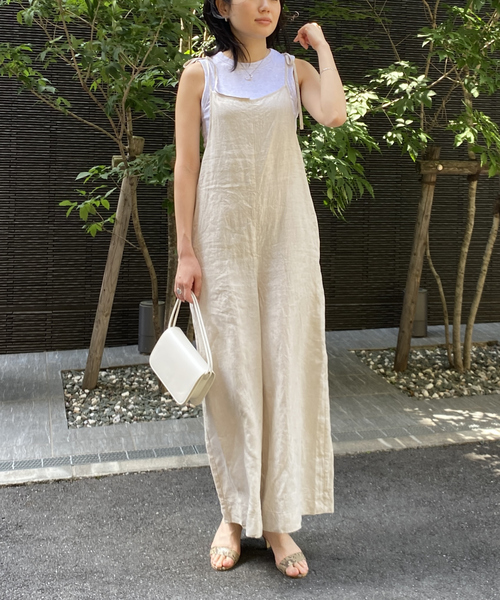 セール】【TICCA/ティッカ】リネンキャミソールコンビネゾン（つなぎ