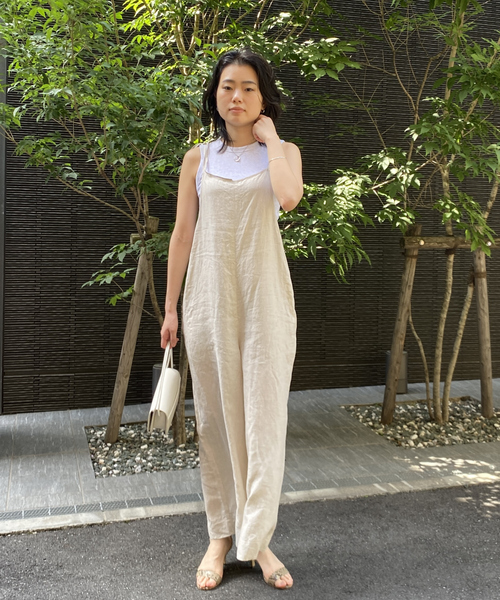 セール】【TICCA/ティッカ】リネンキャミソールコンビネゾン（つなぎ