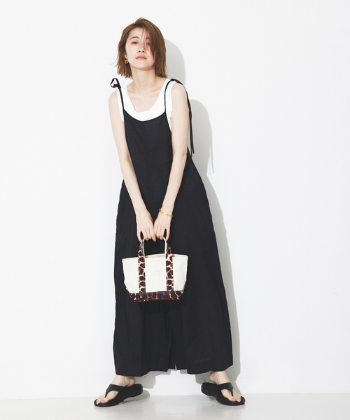 Rouge vif(ルージュヴィフ)の「【TICCA/ティッカ】リネンキャミソールコンビネゾン(つなぎ/オールインワン・レディース・ベージュ/ブラック・フリー)」の9枚目の写真