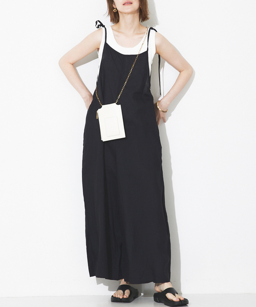 Rouge vif(ルージュヴィフ)の「【TICCA/ティッカ】リネンキャミソールコンビネゾン(つなぎ/オールインワン・レディース・ベージュ/ブラック・フリー)」の10枚目の写真