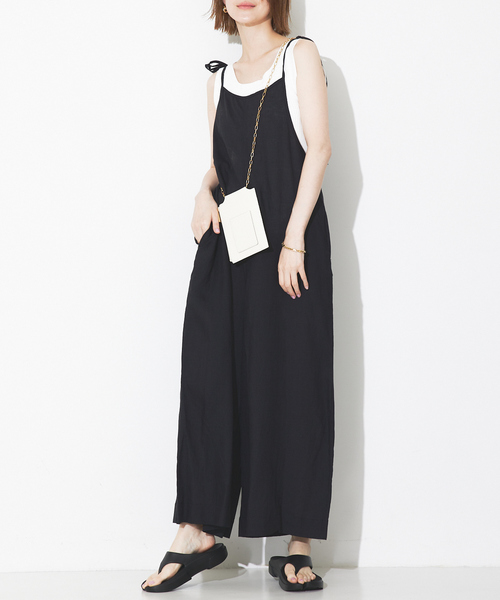 Rouge vif(ルージュヴィフ)の「【TICCA/ティッカ】リネンキャミソールコンビネゾン(つなぎ/オールインワン・レディース・ベージュ/ブラック・フリー)」の11枚目の写真