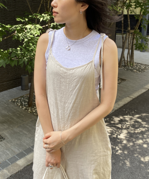 Rouge vif(ルージュヴィフ)の「【TICCA/ティッカ】リネンキャミソールコンビネゾン(つなぎ/オールインワン・レディース・ベージュ/ブラック・フリー)」の16枚目の写真