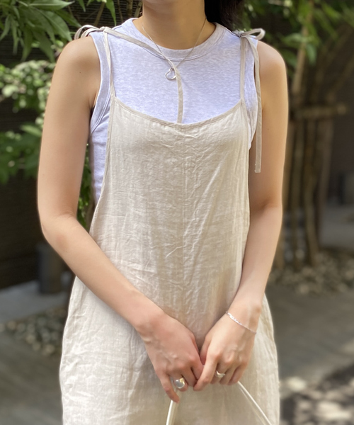 セール】【TICCA/ティッカ】リネンキャミソールコンビネゾン（つなぎ