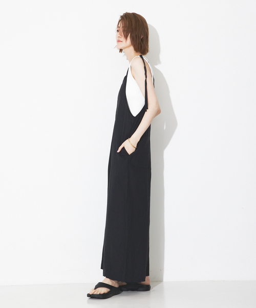 Rouge vif(ルージュヴィフ)の「【TICCA/ティッカ】リネンキャミソールコンビネゾン(つなぎ/オールインワン・レディース・ベージュ/ブラック・フリー)」の18枚目の写真