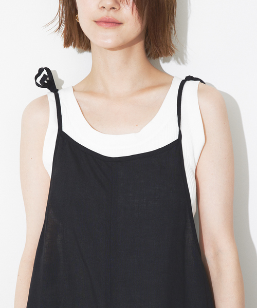 Rouge vif(ルージュヴィフ)の「【TICCA/ティッカ】リネンキャミソールコンビネゾン(つなぎ/オールインワン・レディース・ベージュ/ブラック・フリー)」の21枚目の写真