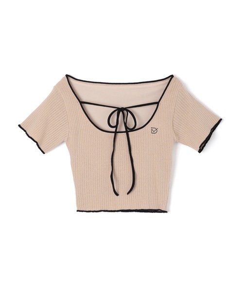 M DOLLY(エムドリー)の「*M DOLLY original* logo ribbon tops/ロゴリボントップス(Tシャツ/カットソー・レディース・ブラック/ベージュ・FREE)」の12枚目の写真
