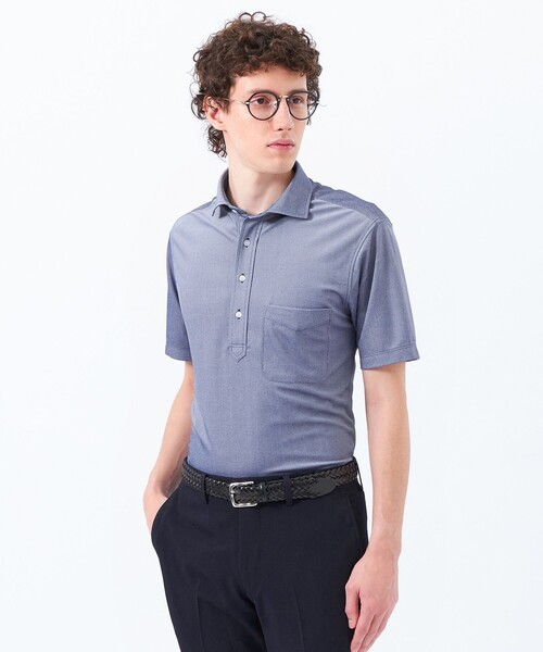 MACKINTOSH PHILOSOPHY(マッキントッシュ フィロソフィー)の「トロッター メランジ鹿の子 カッタウェイポロ(シャツ/ブラウス・メンズ・パープル系その他7/ネイビー/ライトブルー/チャコールグレー・42/38/40)」の4枚目の写真