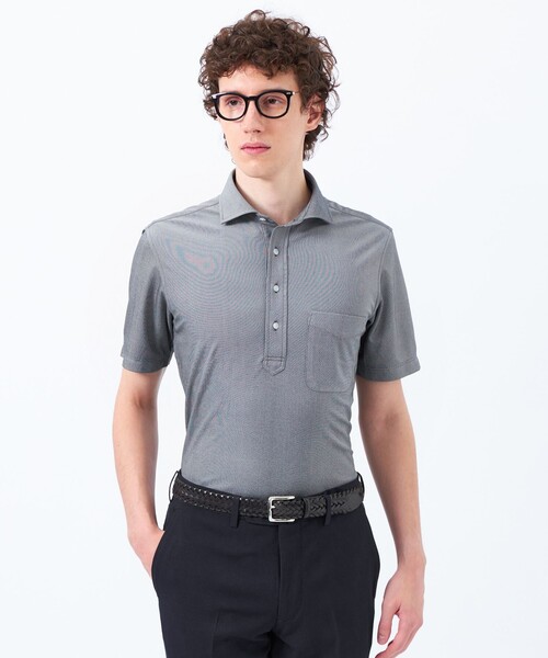 MACKINTOSH PHILOSOPHY(マッキントッシュ フィロソフィー)の「トロッター メランジ鹿の子 カッタウェイポロ(シャツ/ブラウス・メンズ・パープル系その他7/ネイビー/ライトブルー/チャコールグレー・42/38/40)」の2枚目の写真