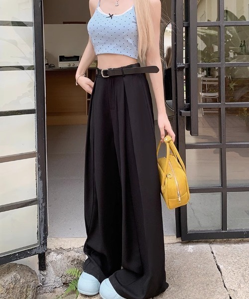 DEVICE（デバイス）の「ダブルタック フレア ワイド スラックス（スラックス・レディース・グレー/ブラック・FREE）」の8枚目の写真