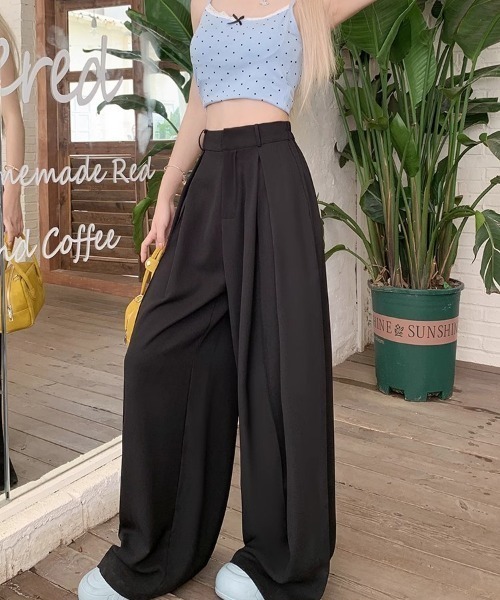 DEVICE（デバイス）の「ダブルタック フレア ワイド スラックス（スラックス・レディース・グレー/ブラック・FREE）」の10枚目の写真