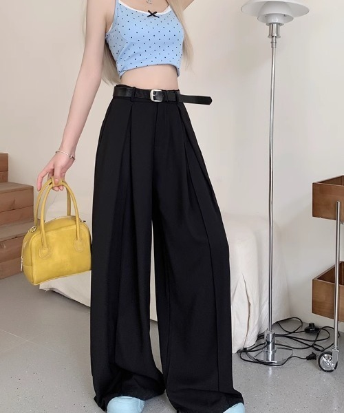 DEVICE（デバイス）の「ダブルタック フレア ワイド スラックス（スラックス・レディース・グレー/ブラック・FREE）」の12枚目の写真