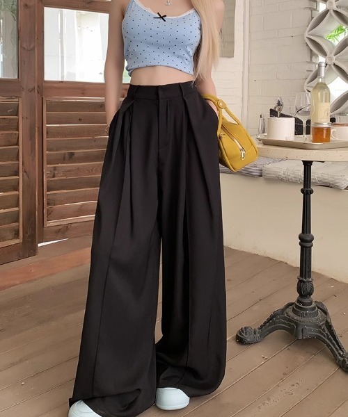 DEVICE（デバイス）の「ダブルタック フレア ワイド スラックス（スラックス・レディース・グレー/ブラック・FREE）」の18枚目の写真