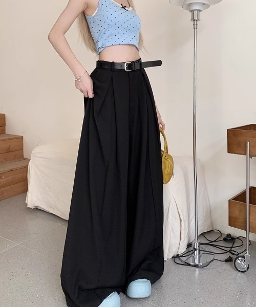 DEVICE（デバイス）の「ダブルタック フレア ワイド スラックス（スラックス・レディース・グレー/ブラック・FREE）」の19枚目の写真