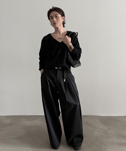 DEVICE（デバイス）の「ダブルタック フレア ワイド スラックス（スラックス・レディース・グレー/ブラック・FREE）」の20枚目の写真