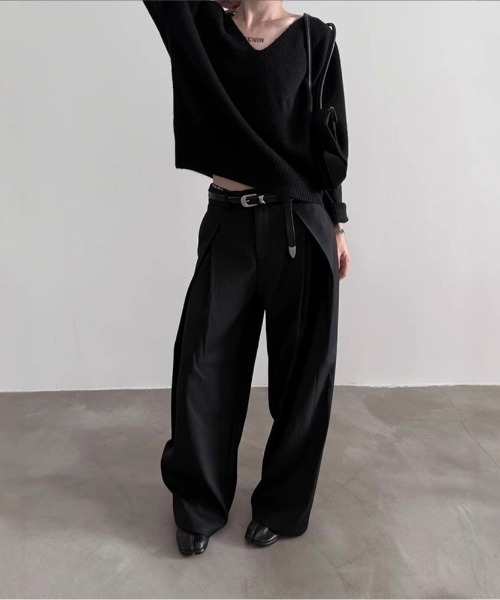 DEVICE（デバイス）の「ダブルタック フレア ワイド スラックス（スラックス・レディース・グレー/ブラック・FREE）」の22枚目の写真